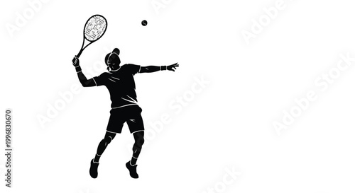 Silhouette of a woman playing tennis with a racket and ball
