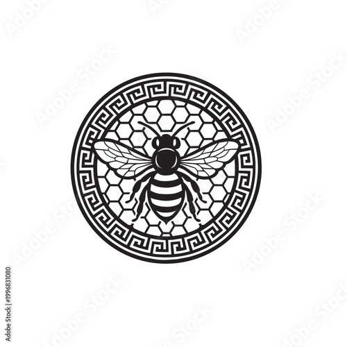 Greek Bee and Honeycomb Medallion