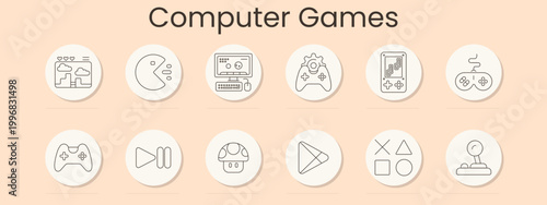 Canvas-taulu Computer games set icon