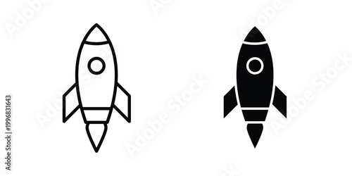 Rocket launch icon design project. Editable clipart and line icons