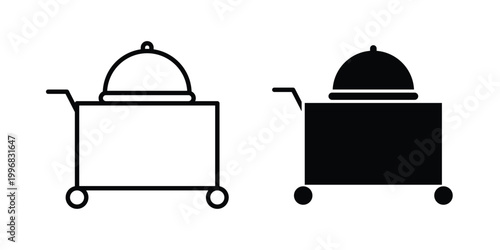 Room service icon design project. Editable clipart and line icons