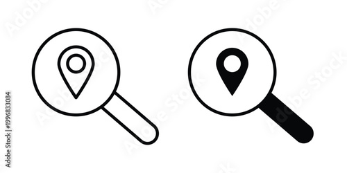 Search Location icon design project. Editable clipart and line icons