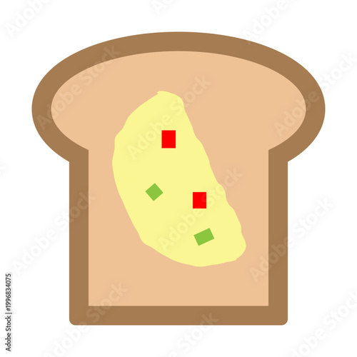 Toast with Omelette Vector Flat Icon Design