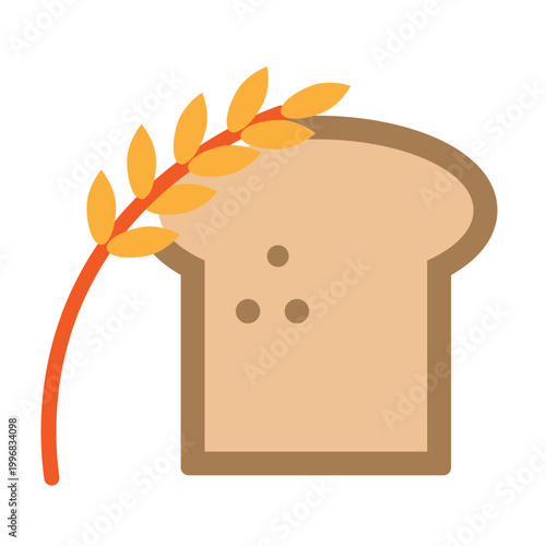 Whole Grain Toast Vector Flat Icon Design