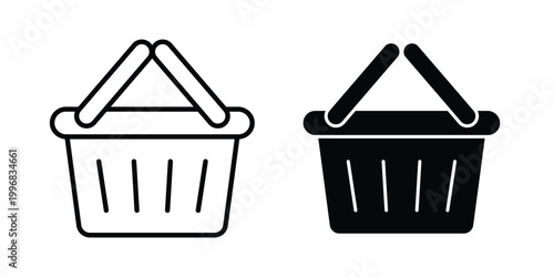 Shopping basket icon design project. Editable clipart and line icons