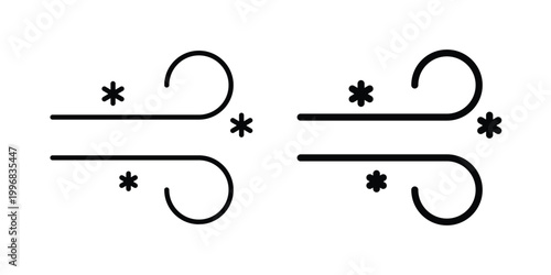 Snow blowing icon design project. Editable clipart and line icons