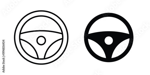 Steering wheel icon design project. Editable clipart and line icons