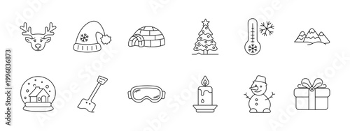 Photography studio set icon. Camera tripod photo device map marker video light backdrop magnifier umbrella ring lamp softbox depict shooting equipment lighting session.
