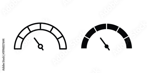 Tachometer icon design project. Editable clipart and line icons