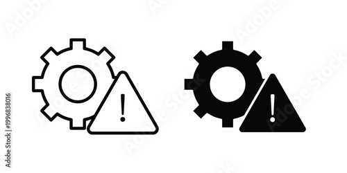 Technical warning icon design project. Editable clipart and line icons