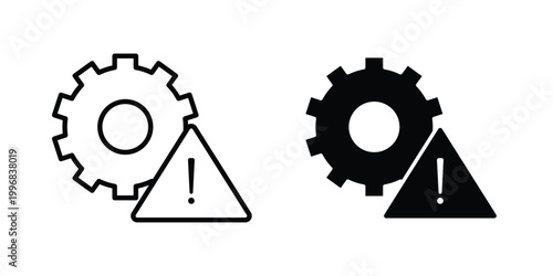 Technical warning icon design project. Editable clipart and line icons