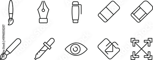 Design tools collection illustrates graphic.