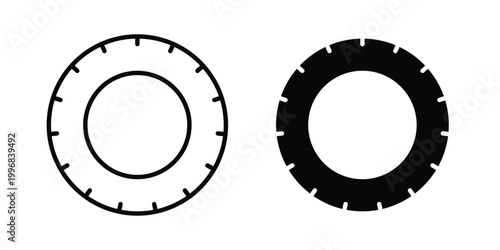 Tire icon design project. Editable clipart and line icons