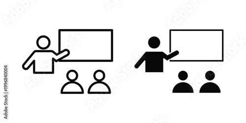 Training lecture icon design project. Editable clipart and line icons