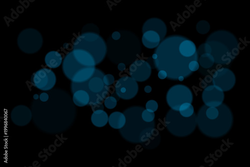 Abstract bokeh field. Glowing circular shapes in various sizes distributed across dark background, blurred borders, layered overlap, smooth gradient tones, vivid neon lighting atmosphere