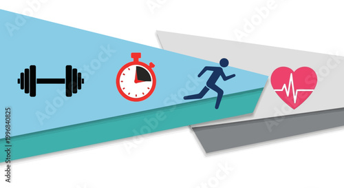 Fitness icons on colorful abstract background.