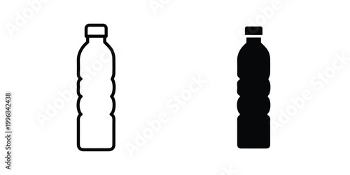 Water bottle icon design project. Editable clipart and line icons