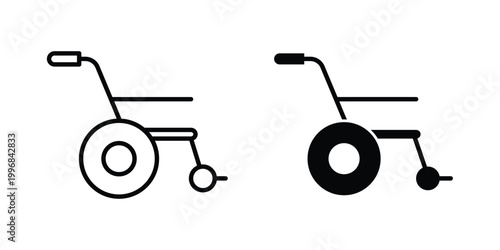 Wheelchair icon design project. Editable clipart and line icons