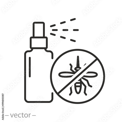 mosquito repellent spray icon, insect spray bottle, outline editable vector illustration 