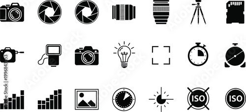 Camera icons represent various photography.