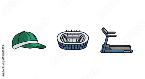 Football Game Icons Set Ball Goal Stadium Minimal Design