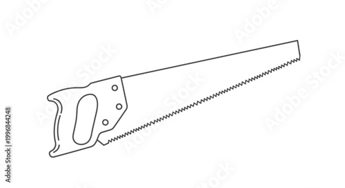 Hand Saw Outline Icon - Carpentry Tool, Woodworking Equipment, Construction