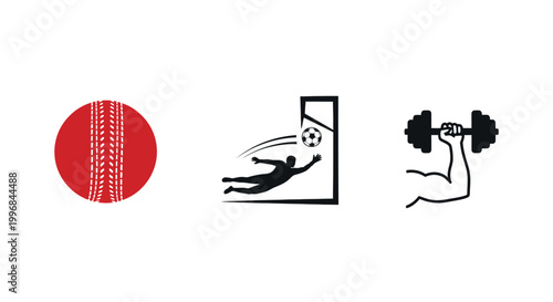 Football Match Icons Set Stadium Ball Trophy Minimal Style