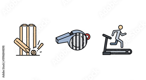 Sport Activity Icons Set Running Jumping Cycling Fitness