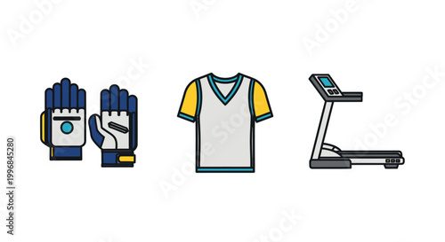 Minimal Sport Icons Set Gym Football Basketball Equipment