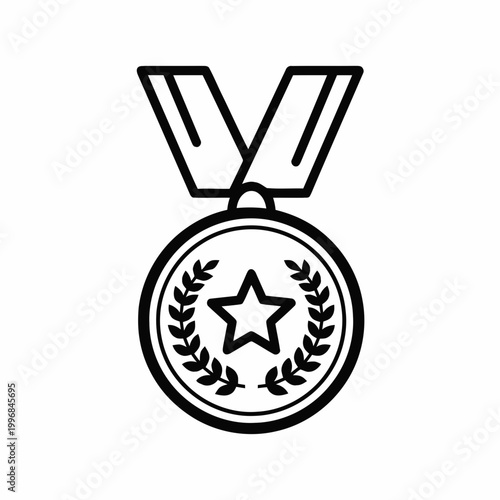 Medal Icon with Star and Laurel.