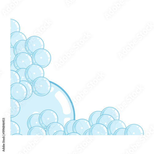 Blue Soap Bubbles Corner Border Illustration