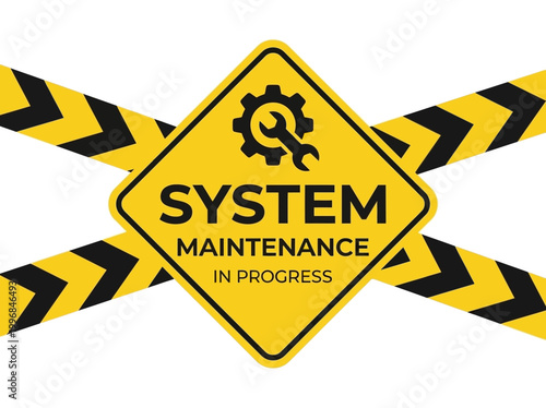 System Maintenance In Progress Warning Vector Illustration
