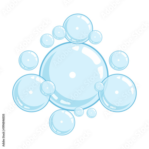 Canvas Print Floating Blue Soap Bubbles Illustration