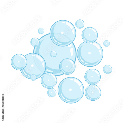 Glossy Blue Water Bubbles Illustration