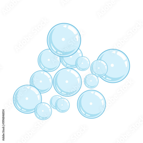 Cluster of Light Blue Soap Bubbles Illustration