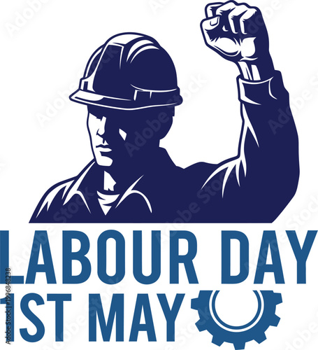 labour day worker silhouette with raised fist
