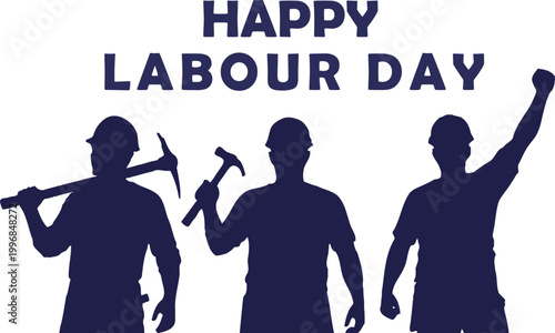 happy labour day silhouettes with tools