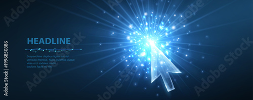 Click. Computer mouse arrow cursor pointer. Click here button, buy now, online oder, digital icon, web link, choice concept. Join us, apply symbol. Web ui design interface. Glow flare light
