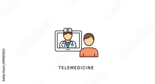 Telemedicine concept with doctor and patient.