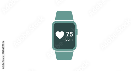 Teal smartwatch with heart rate monitor.