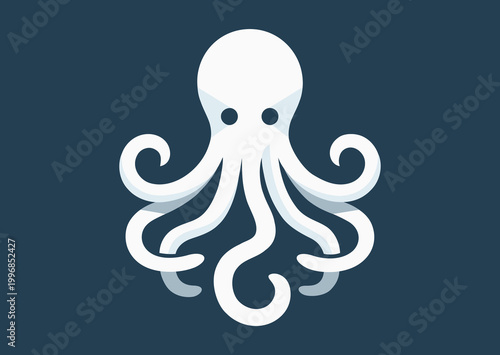 Octopus logo company, black and white vector silhouette