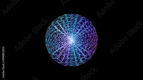 Abstract Sphere Network Blue Purple Gradient Background