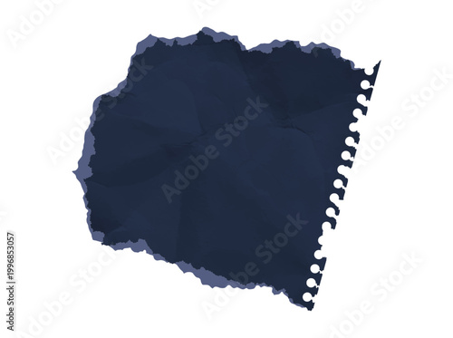 Realistic crumple grunge texture on crumpled paper sheet with wrinkled page piece. Black torn paper torn ripped edges damaged holes isolated side. Blank note notebook leaf vector illustration.