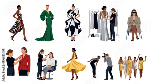 Fashion Industry Vector: Models, Designers, Makeup Artist, Photographer, Runway