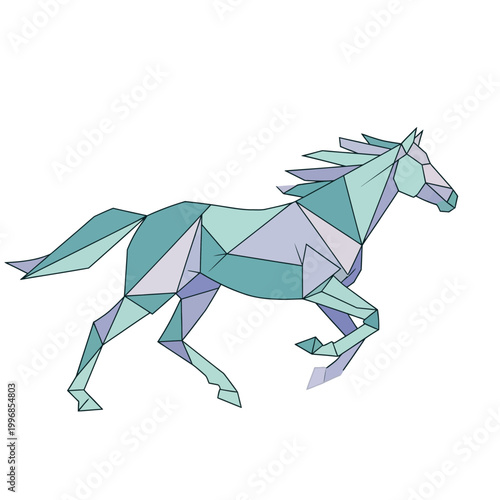 Geometric Horse Illustration - Low Poly Digital Art of a Running Equine