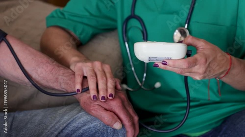 healthcare for the elderly_4k video of a healthcare professional taking the blood pressure of a senior woman