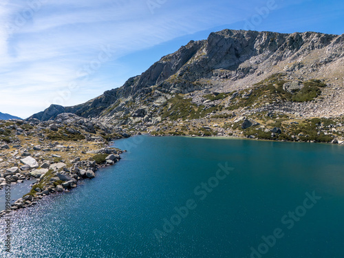 Alpine lake in rocky mountains of Corsica, France
