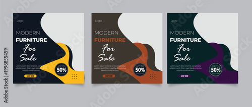 A modern furniture sale social media banner post template