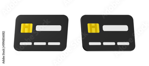 3d black credit or debit card