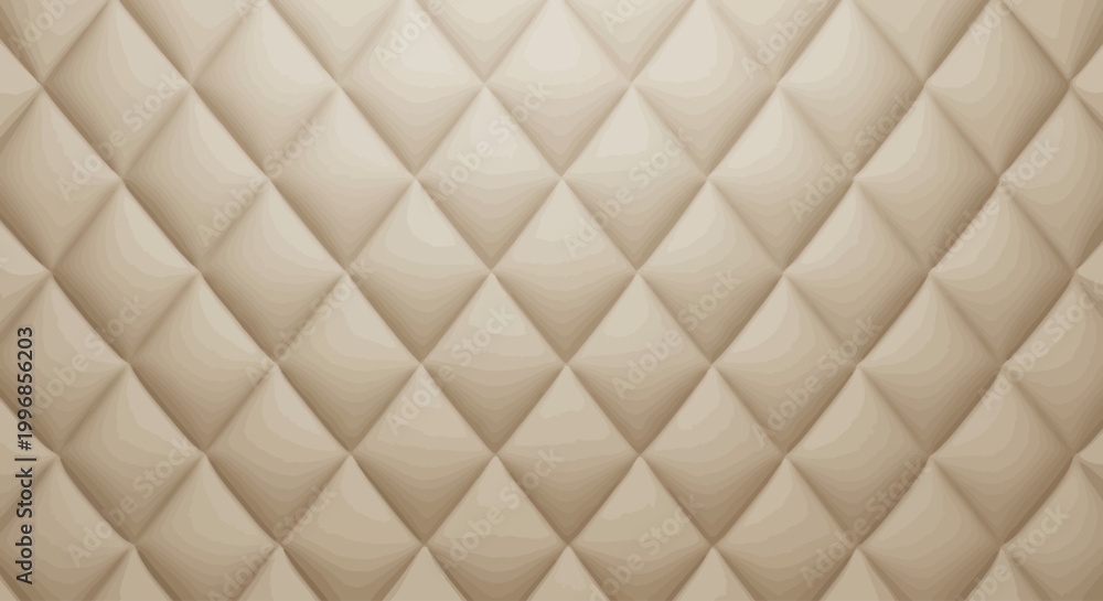 Fototapeta premium Textured beige quilted pattern surface with a soft ambient light, creating a sophisticated and plush aesthetic ideal for luxury interiors or upholstery